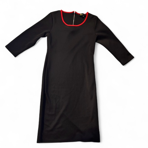 Luna Tiks Dresses & Skirts - Vintage Luna Tiks Large Black Mini Dress with Red Accents Long Sleeves Classic